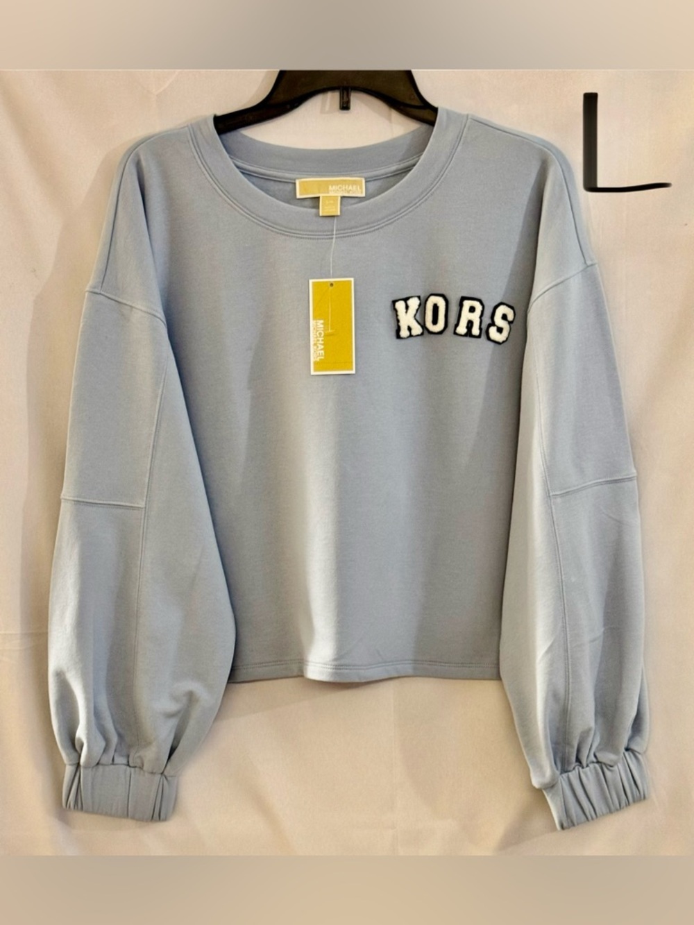 Michael Kors Light Blue 'KORS' Cropped Sweatshirt